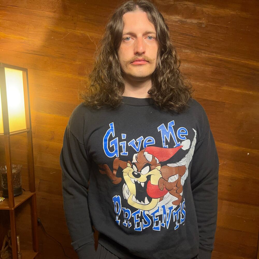 VINTAGE 90s Looney Tunes Taz Sweatshirt Size L Christmas Presents Retro